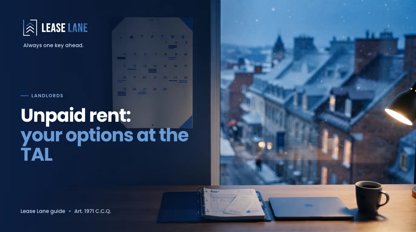 Wall calendar and a binder of rent receipts on a desk