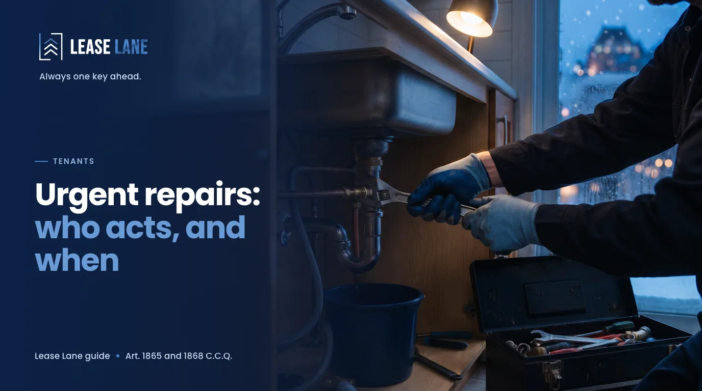 Plumber repairing a pipe under a kitchen sink, in winter